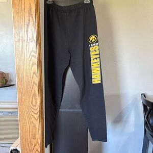 Women’s Jerzee Size M University of Iowa Logo Black Sweat Pants Elastic Waist